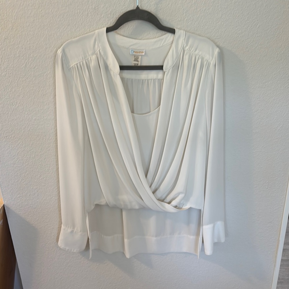 Rubber Ducky Productions Cream Long Sleeve Wrap Blouse